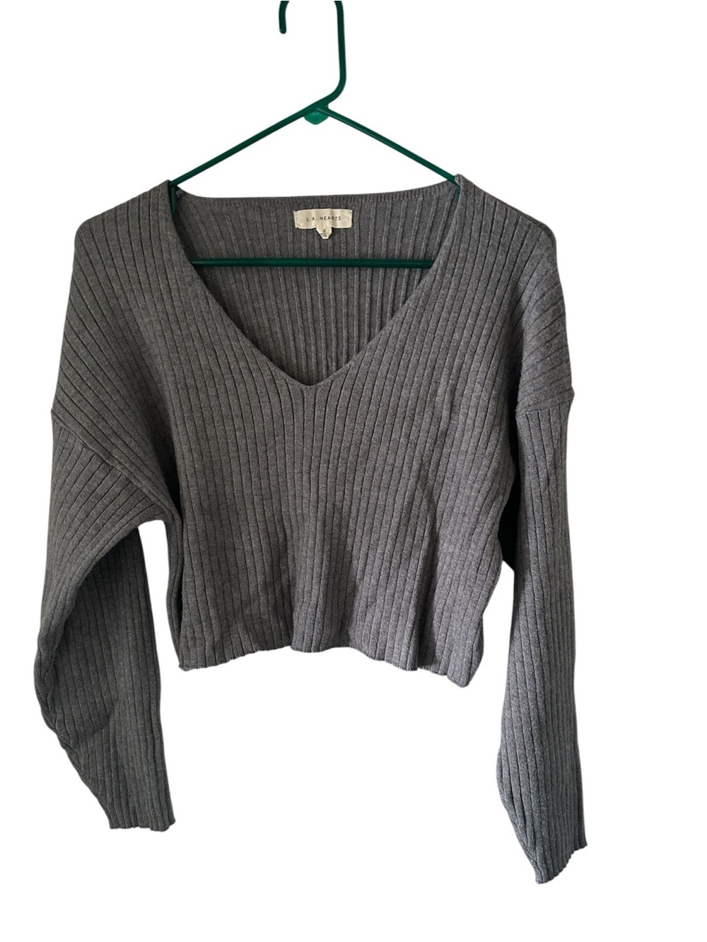 L.A. Hearts Womens Blouse Shirt Top Long Sleeve Pullover Solid Gray
